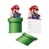 8 Convites Super Mario 10X21,8Cm Decoração Festas - Cromus