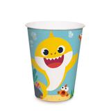 8 Copos de Papel Personalizados Tema Baby Shark Azul 240ml - Cromus