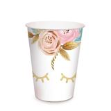 8 Copos Papel 240Ml Olhos Unicórnio Decoração Festas - Cromus