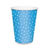 8 Copos Papel Bolinhas Azul 240Ml Dec. Festas - Cromus