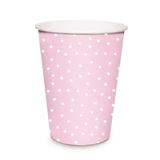 8 Copos Papel Bolinhas Rosa Bebe 240Ml Dec. Festas - Cromus