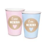 8 Copos Papel Cha Revelacao 240Ml Dec. Festas - Cromus