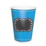 8 Copos Papel Personalizavel Lousa Azul 240Ml Dec. Festas - Cromus