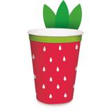 8 Copos Papel Quitandinha Morango 240Ml Dec. Festas - Cromus