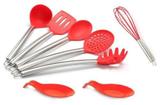 8 Pçs Utensilios Cozinha Colheres Silicone Apoio Batedor - Art house
