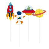 8 Picks Palito Longo Decorativo Astronauta Sortido Dec.Festa - Cromus