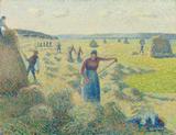 A Colheita do Feno - Pissarro Tela Pequena Para Quadro - Santhatela