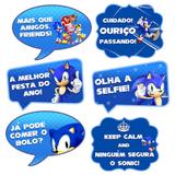 A1-Kit Plaquinhas Sonic c/ 06 unidades - Vem festejar