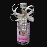 A1-Lembrancinha de Batizado Garrafa 50ml c/ Foto e Tercinho Menina - Mz decoraçoes e festas