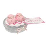 A1-Lembrancinha Latinha com Pantufas Rosa em Biscuit - Vem festejar