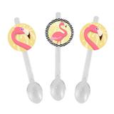 A1-Mini Colher para Brigadeiro Flamingo Tropical 10 unds - Vem festejar