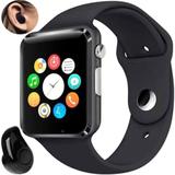 A1 Relógio Inteligente Smart Watch Bluetooth Chip Android + Mini Fone de ouvido Bluetooth Preto