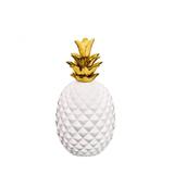Abacaxi em cerâmica Mart 16,5x8,5cm branco com dourado
