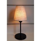 Abajur de Mesa Md-2005 Base Aluminio Preto Cupula em Tecido Cone Rustico Bege - Vivare iluminação