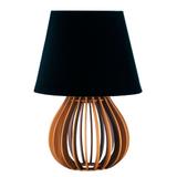 Abajur Gota De Madeira Caramelo Cúpula De Tecido Preta 30cm - E-led brasil