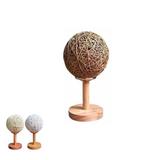 Abajur Luminaria Decorativa Redonda Globo Base Madeira Mesa Quarto Bivolt - Braslu