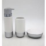 Acessórios Higiene Banheiro Lavabo Com 3 peças Sanxia Branco/Prata