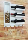 Adega de Madeira MDF Suporte Vinhos Porta taças Porta Rolhas Decoração 41x45cm Branco - Soul fins