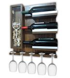 Adega de Madeira MDF Suporte Vinhos Porta taças Porta Rolhas Decoração 41x45cm Imbuia - Soul fins