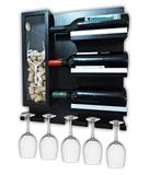 Adega de Madeira MDF Suporte Vinhos Porta taças Porta Rolhas Decoração 41x45cm Preto - Soul fins