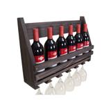 Adega de Vinho Madeira Bar Barzinho Parede Com porta Taças - Diversidadesul móveis