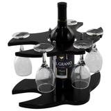 Adega Madeira Luxo Vintage Com Porta Vinho e Taças - Wp connect