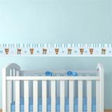 Adesivo de Parede Faixa Decorativa Para Quarto Infantil Ursinho Azul - Decore fácil