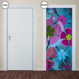 Adesivo Decorativo de Porta - Flores - 076pt - Allodi