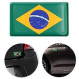 Adesivo Resinado Poliéster Bandeira do Brasil 9cm Aplicação em Verso Autocolante - Emblemax