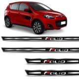 Adesivo Soleira Resinado Fiat Novo Palio 2012 a 2017 Preto com Grafia Cromada Excelente Fixação - Prime