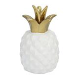Adorno enfeite de cerâmica formato Abacaxi branco Citrus 15cm - Home co