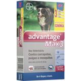 Advantage max3 4ml combo 3 pipetas para cães entre 25-40kg validade 08/20 bayer