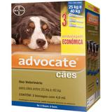 Advocate caes combo 3 pipetas 4 ml cães entre 25-40 kg validade 03/22 bayer