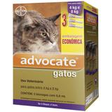 Advocate gatos combo 3 pipetas 0,8 ml gatos entre 4-8 kg validade 02/22 bayer