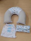 Almofada de Amamentar + Embalagem Maternidade de Voal + Trocador Bolsa Nuvens Azul - Bruna baby