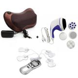 Almofada Massageadora Shiatsu + Massageador Eletrico Com Eletrodos Digital +massageador Anticelulite - Rpc