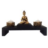 Altar com Castiçal de Estátua de Buda Dourado 15cm - 465 - Mandala de luz