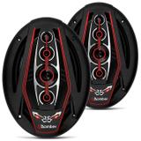 Alto Falante Bomber Bicho Papão 6X9" 350W RMS 4 Ohms Pentaxial Bobina Simples LED Vermelho Par