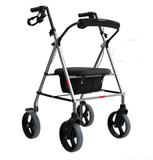 Andador Aluminio 4 Rodas Assento / Cesto Mercur