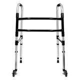 Andador aluminio dobravel fixo 2 barras adulto com rodas indaia
