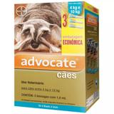 Anti pulgas Advocate Cães de 4 a 10kg com 3 pipetas Bayer