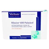 Antibiótico Rilexine Palatável 600mg Virbac - Para Cães e Gatos - 14 Comprimidos