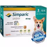 Antipulgas Cães 10,1 A 20 Kg Simparic 40mg Com 3 Comprimidos - Zoetis