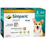 Antipulgas e Carrapatos Zoetis Simparic 40mg Com 3 Comprimidos Para Cães 10,1 à 20kg