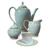 Aparelho de Chá Cairo com Bordas Decorativas Douradas - 17 Peças - Prime home decor