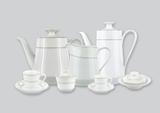 Aparelho de Chá e Café Porcelana Schmidt 53 Peças - Dec. Martha