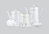 Aparelho de Chá e Café Porcelana Schmidt 53 peças - Dec. Renda Branca