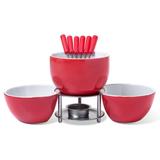 Aparelho de Fondue Cerâmico 10 Peças Vermelho Brinox 1256/103