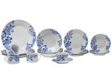 Aparelho de Jantar 20 Peças Evolux Porcelana - Redondo Branco Inova Floral Azul