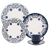 Aparelho De Jantar 20 Peças Floreal Energy Branco E Azul Oxford